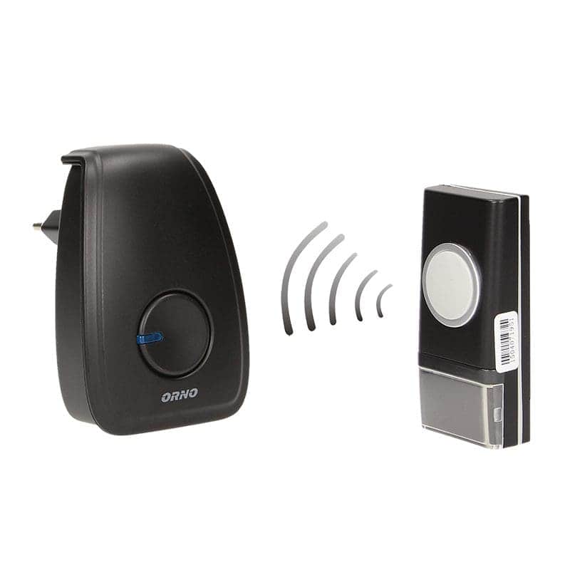 REDLED RP-Orno Opera AC ασύρματο κουδούνι πρίζας με μπουτόν IP44 σε μαύρο — Doorbells & Chimes