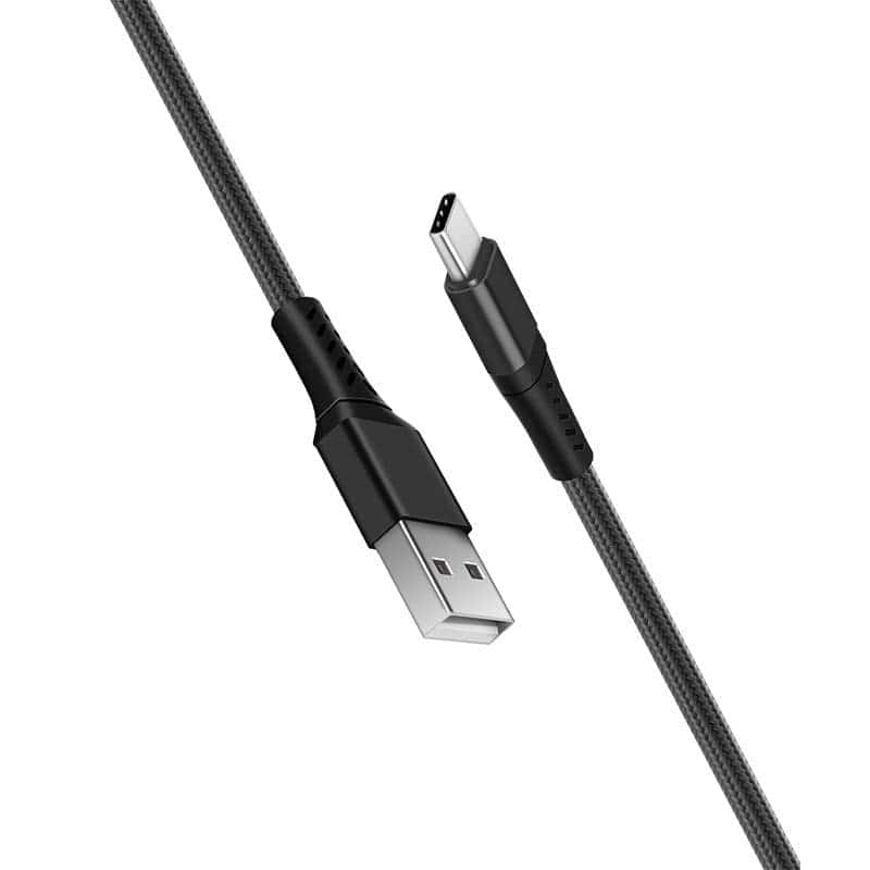 REDLED USB-A to USB-C nylon-braided charging cable 1 m in black — Cables & Connectors