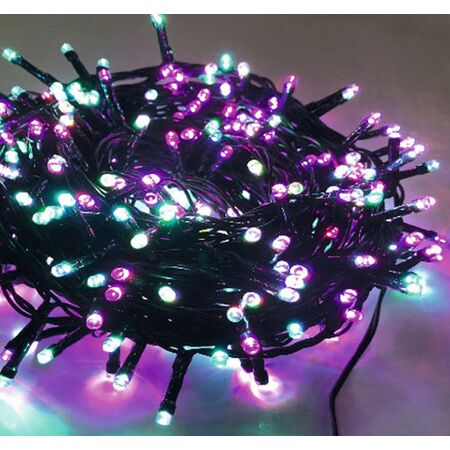 AD 300 Mini RGB LED String Lights 15 m – Green Cable, 8 Programmes & IP44