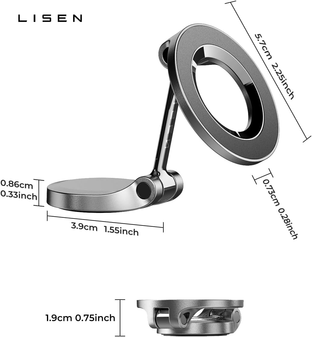 LISEN MagSafe Magnetic Car Mount – 24-Magnet Ultra-Strong Grip & 360° Rotation