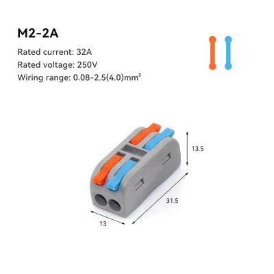 VLC PCT-2-2C Push-In Terminal Block 2-Way – 32 A, 250 V & 0.08-4 mm² Solid Wire