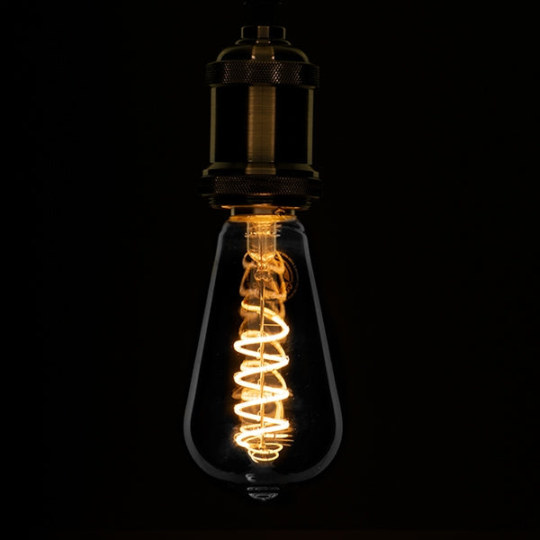 Retro Edison LED Bulb 6W E27 ST64 2700K Dimmable – 470 lm, Spiral Filament & Tinted Glass