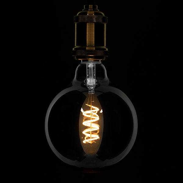 Λάμπα LED Globe Retro 6W E27 G125 2700K Dimmable – 470 lm, Σπιράλ Νήμα & Φιμέ Γυαλί
