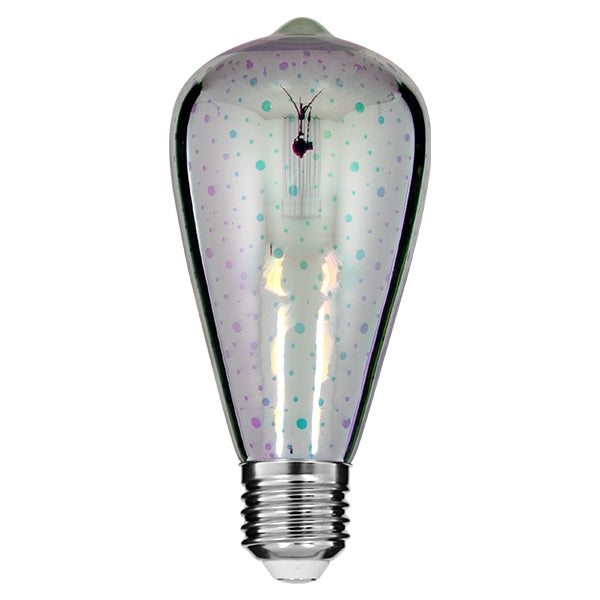 Retro LED Lamp ST64 5W E27 2700K – 3D-Galaxy Filament, 300lm & Extreme Glass Pear