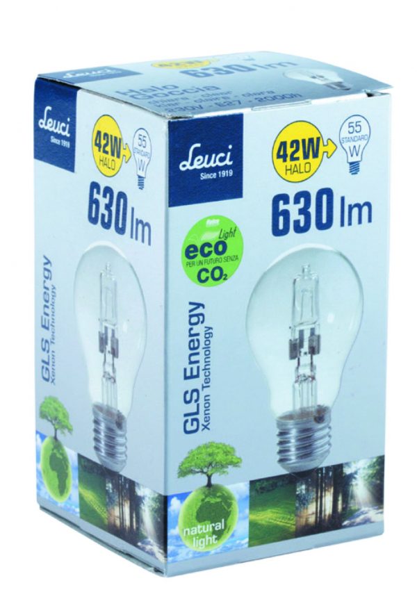 Leuci Eco Halogen 28 W E27 A55 – 230 V, 370 lm 2900 K Warm White, Ra=100 & Dimmable