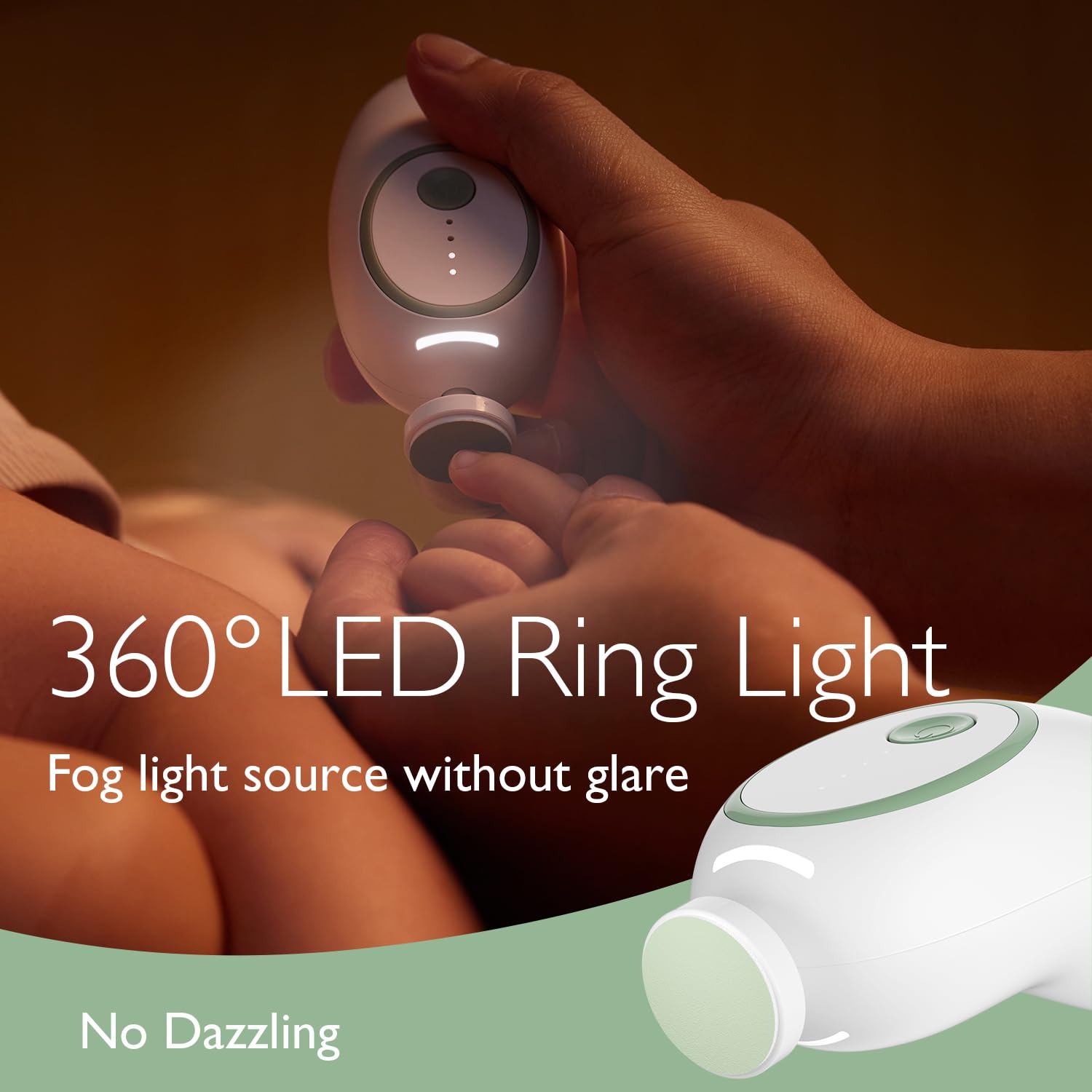 Momcozy Electric Baby Nail File – USB-C Rechargeable, 4 Speeds & LED Illumination