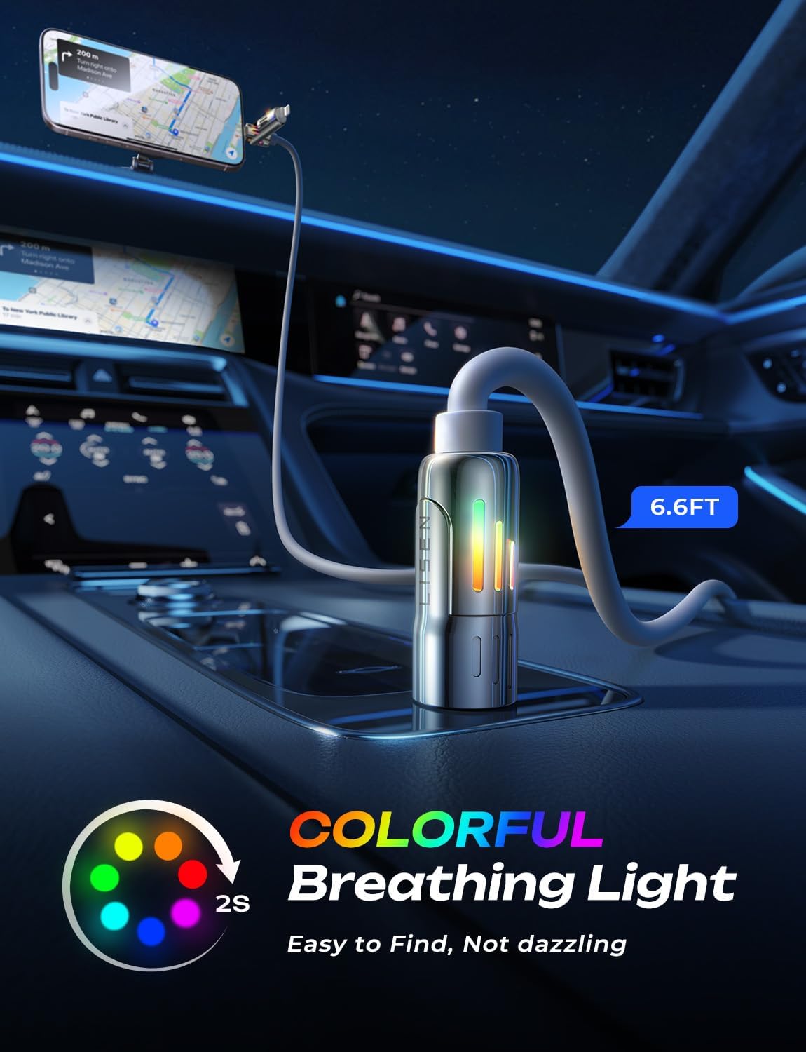 LISEN Chubby Καλώδιο Φόρτισης 4 σε 1, 2 μ – 240 W PD3.1, USB-C & USB-A σε C & Lightning