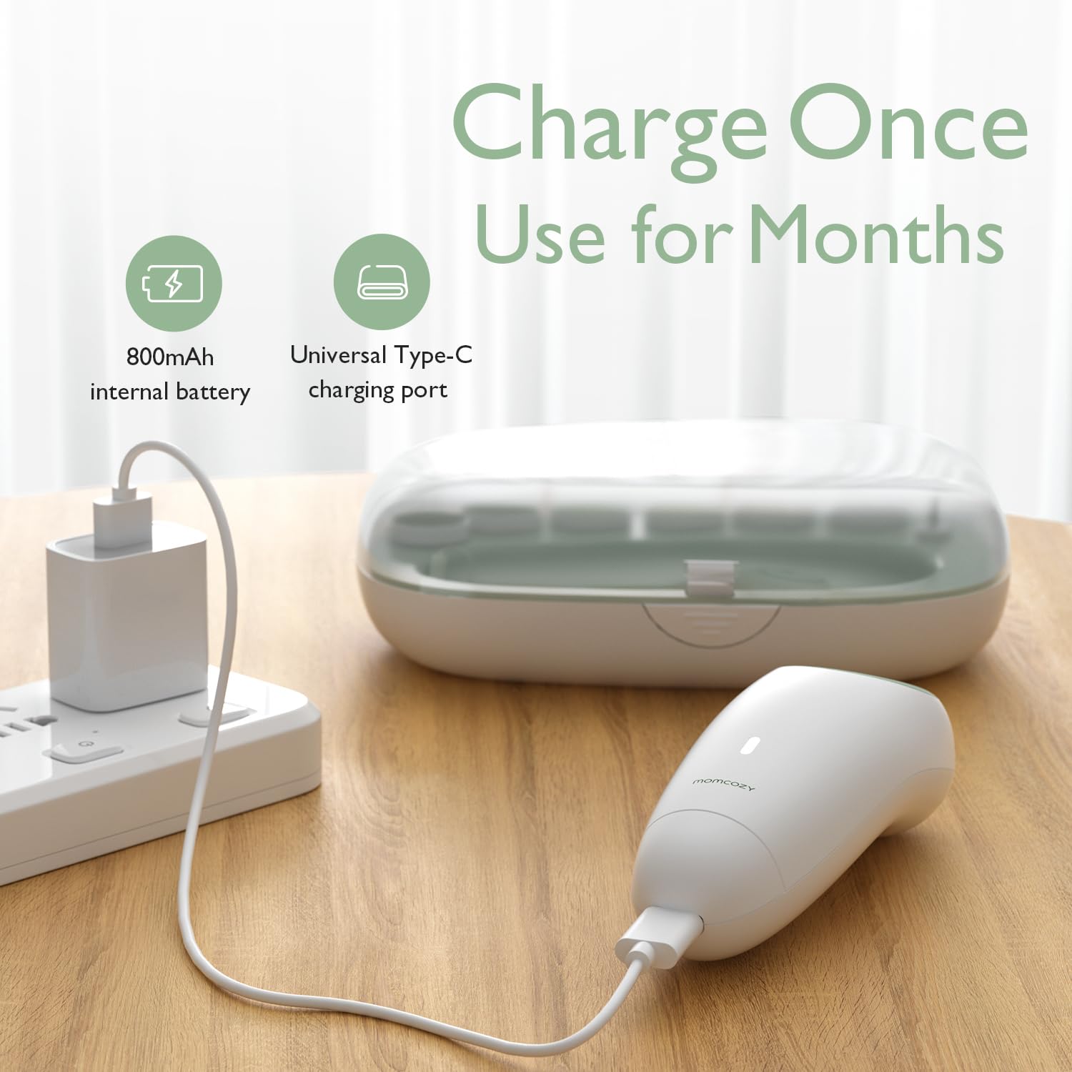 Momcozy Electric Baby Nail File – USB-C Rechargeable, 4 Speeds & LED Illumination