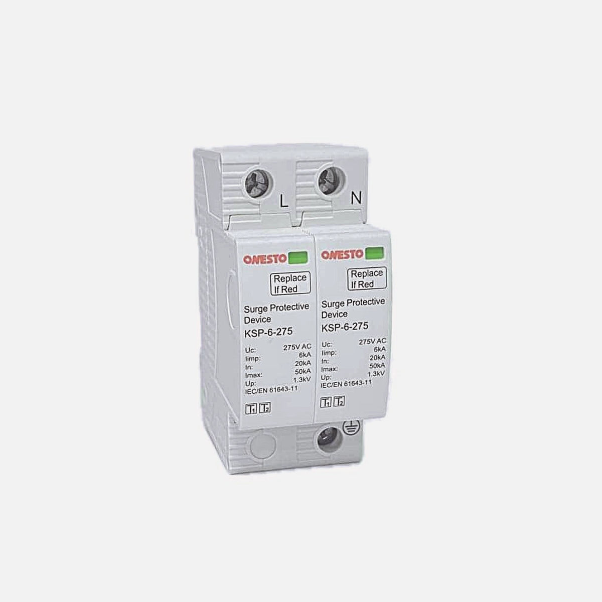 REDLED Onesto Surge Arrester SPD Type 1+2 2P+N 50kA 275V — REDLED