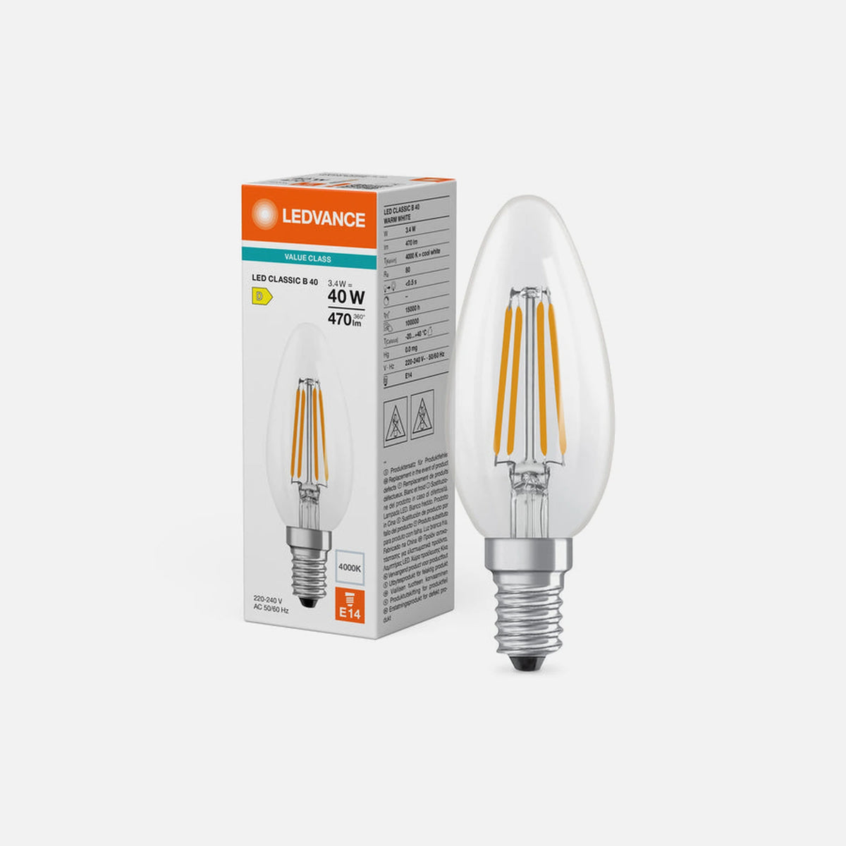 LEDVANCE OSRAM Classic B LED Filament Candle E14 4000K Clear — LEDVANCE OSRAM