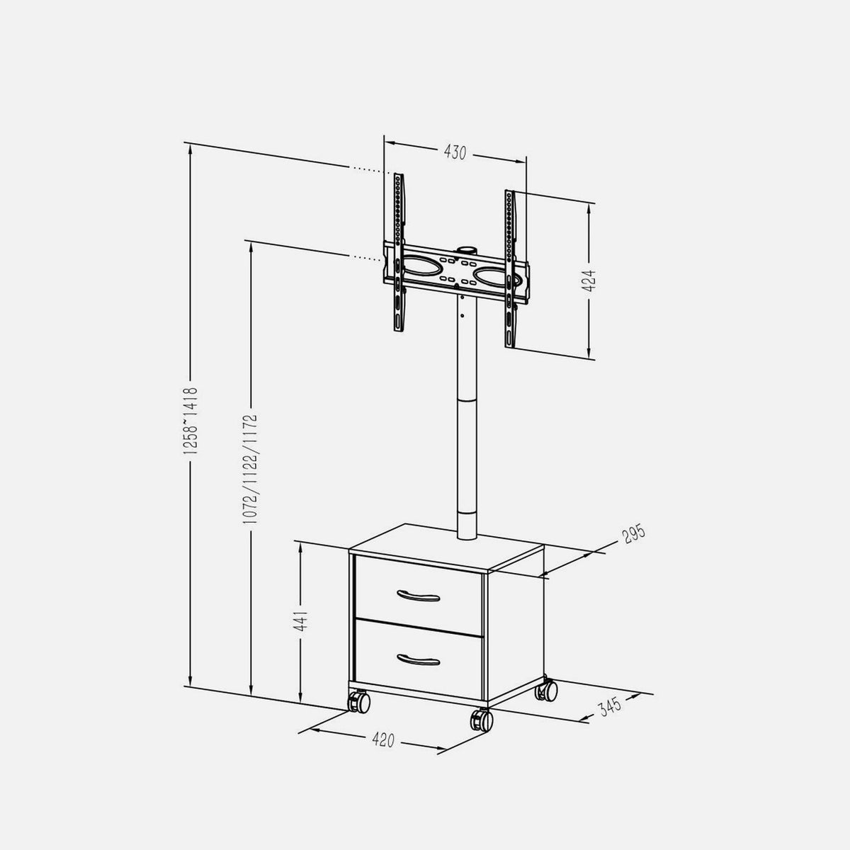Techly ICA-TR702W Mobile TV Floor Stand 32-60" — Techly