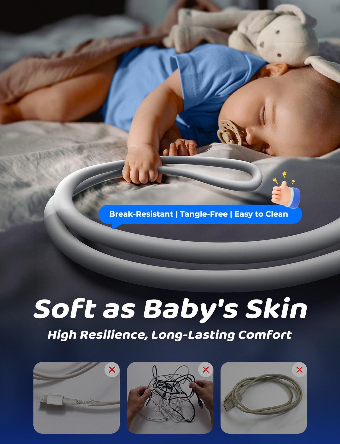 LISEN Chubby Καλώδιο Φόρτισης 4 σε 1, 2 μ – 240 W PD3.1, USB-C & USB-A σε C & Lightning