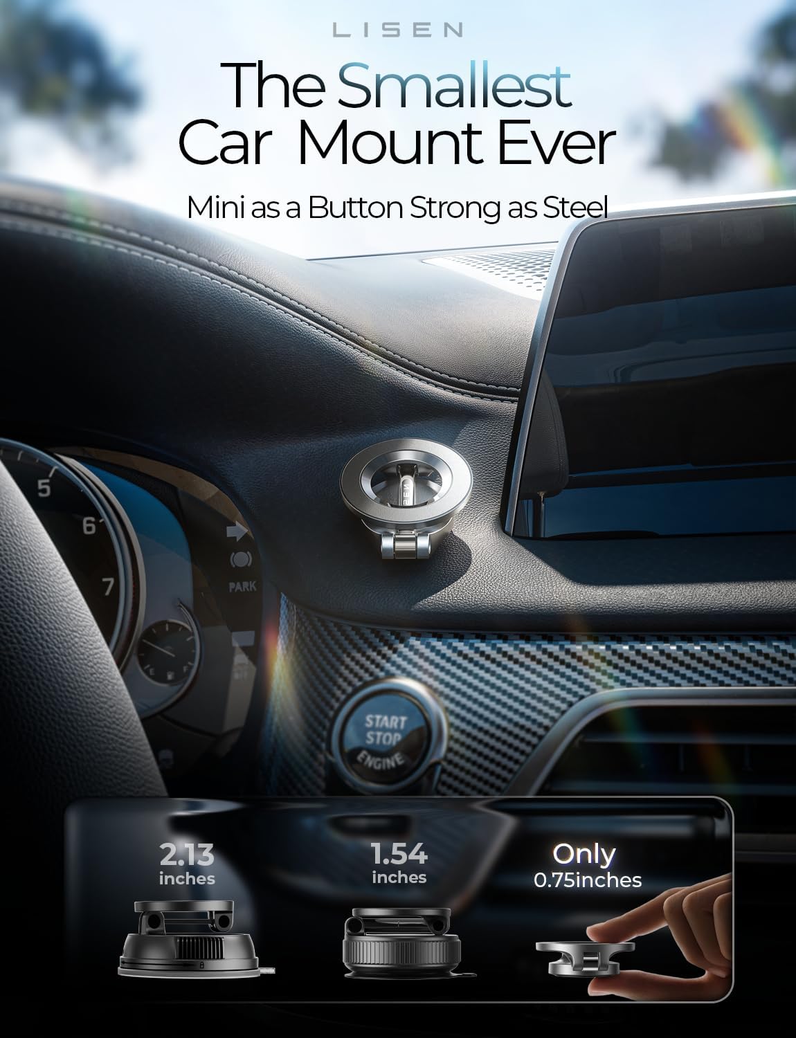 LISEN MagSafe Magnetic Car Mount – 24-Magnet Ultra-Strong Grip & 360° Rotation