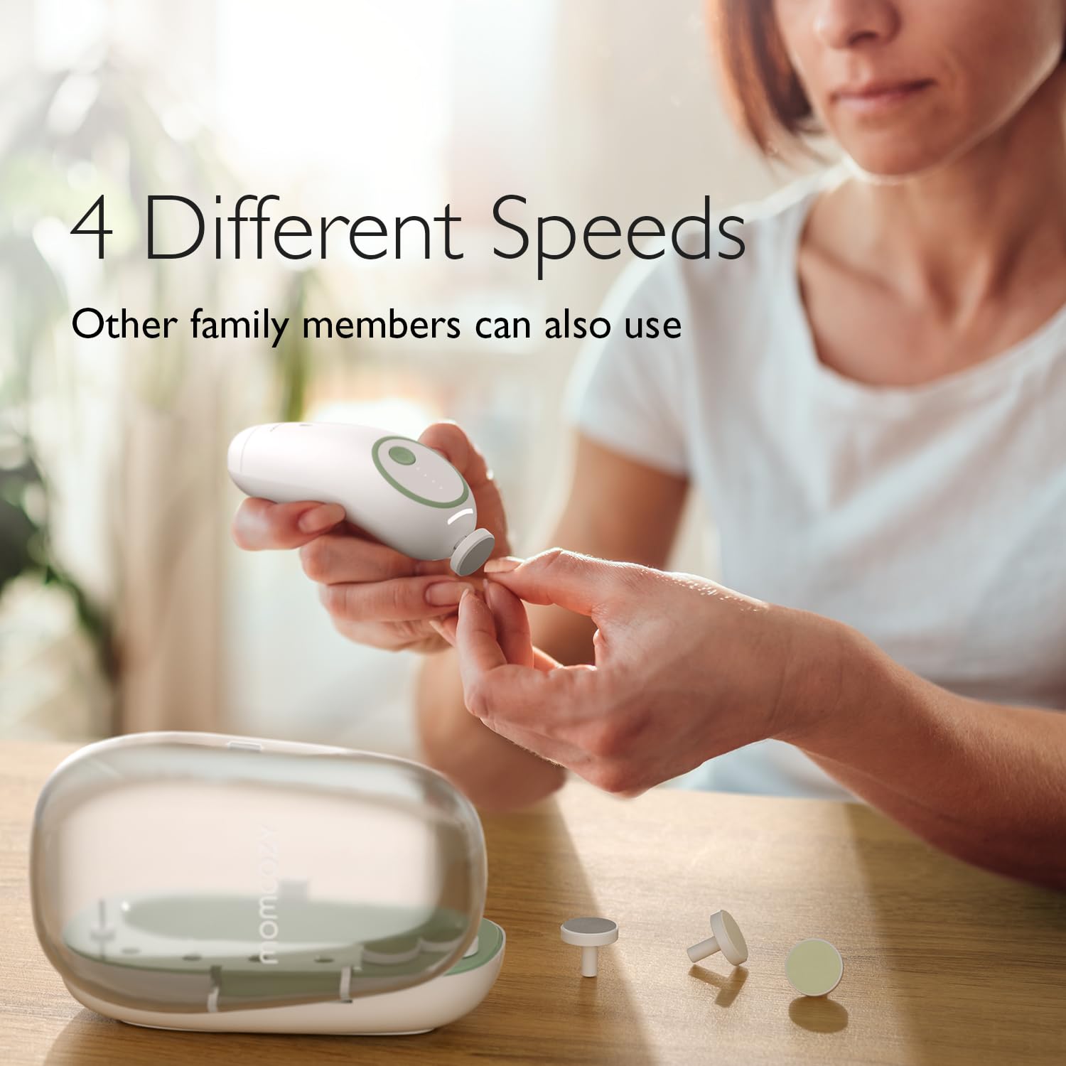 Momcozy Electric Baby Nail File – USB-C Rechargeable, 4 Speeds & LED Illumination