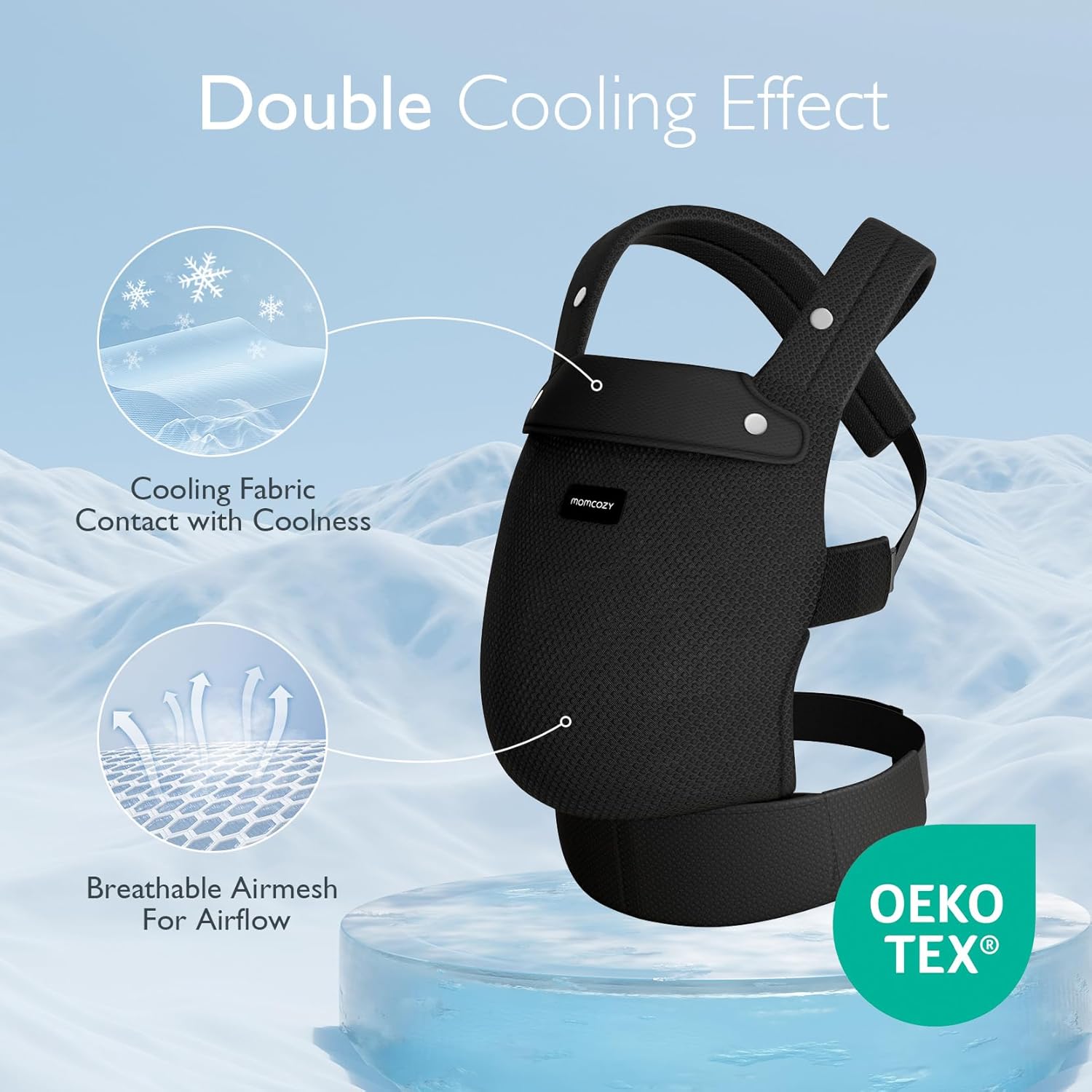 Momcozy PureHug Air Mesh Baby Carrier Black – Ergonomic, 3–20kg & Machine Washable