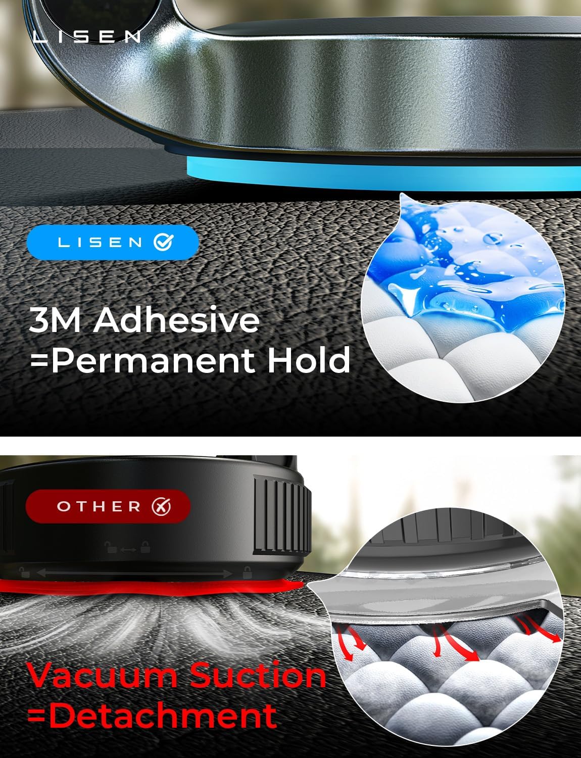 LISEN MagSafe Magnetic Car Mount – 24-Magnet Ultra-Strong Grip & 360° Rotation