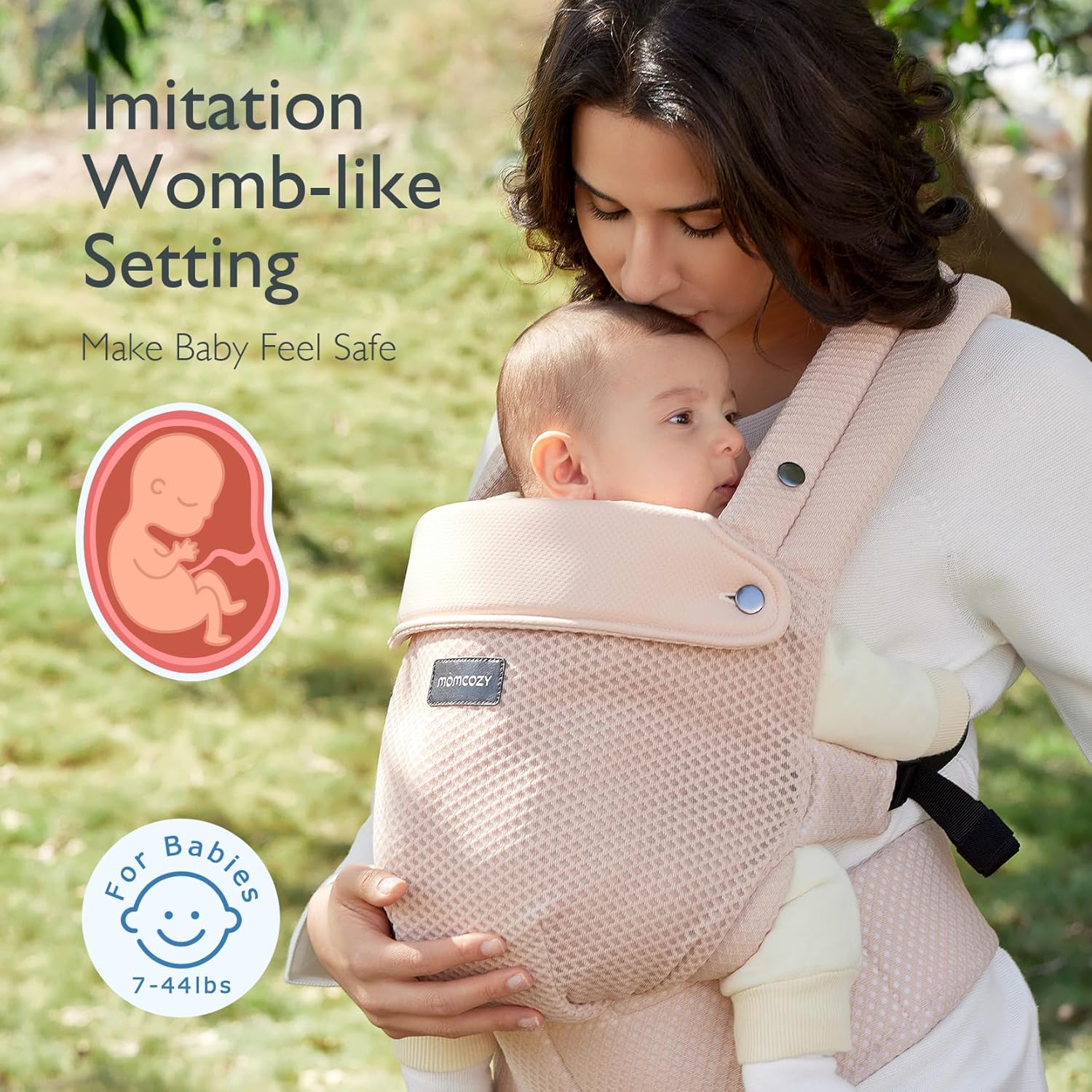Momcozy PureHug Air Mesh Μάρσιπος Μωρού Ροζ – Εργονομικός, 3–20kg & Πλένεται στο Πλυντήριο