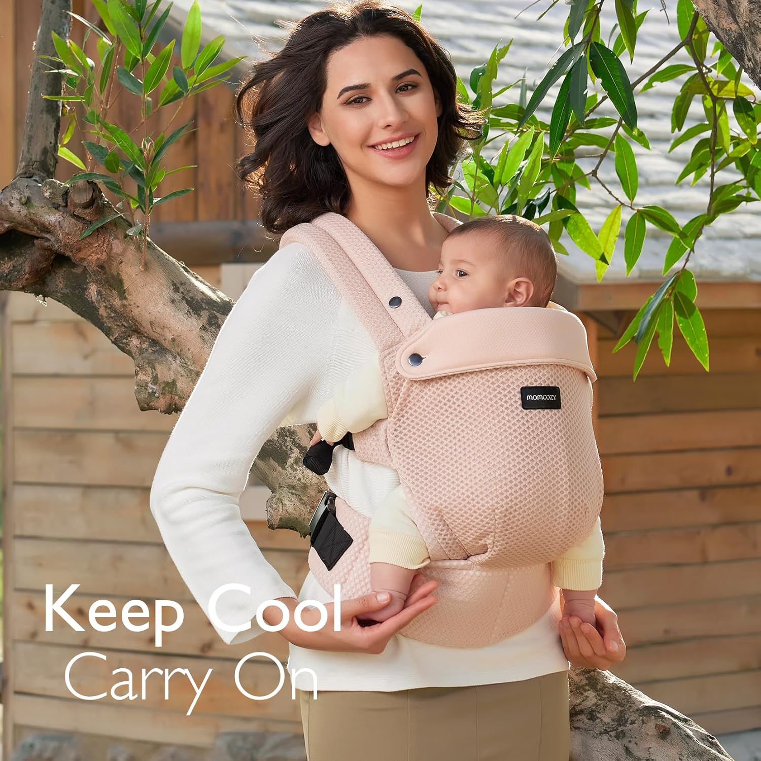 Momcozy PureHug Air Mesh Μάρσιπος Μωρού Ροζ – Εργονομικός, 3–20kg & Πλένεται στο Πλυντήριο