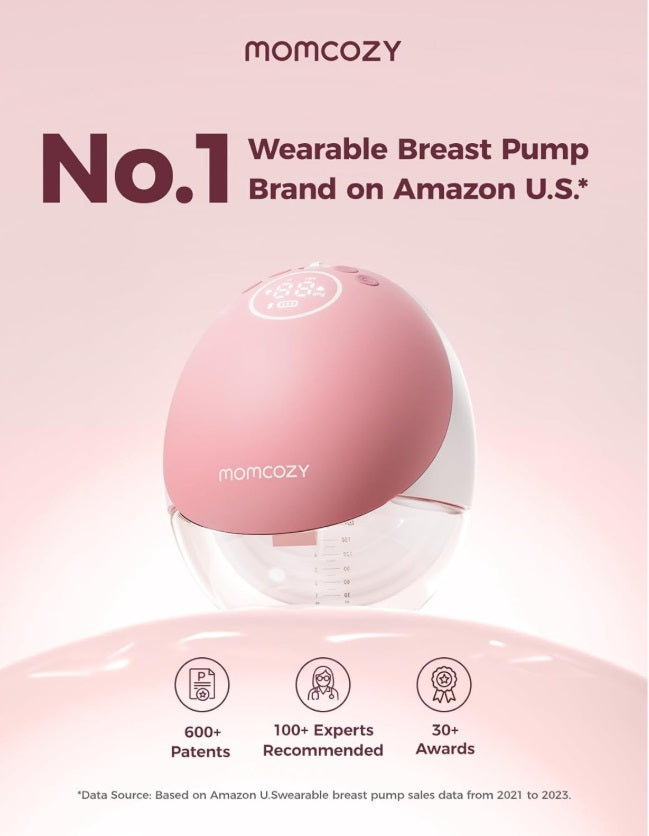 Momcozy BP288-NR70BA-A M9 Hands-Free Breast Pump – Single, App-Control, 15 Levels, Red