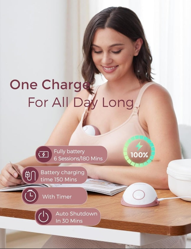 Momcozy BP354-NR71BA-B M6 Hands-Free Breast Pump – Double, 295mmHg, 3 Modes, 9 Levels, Red