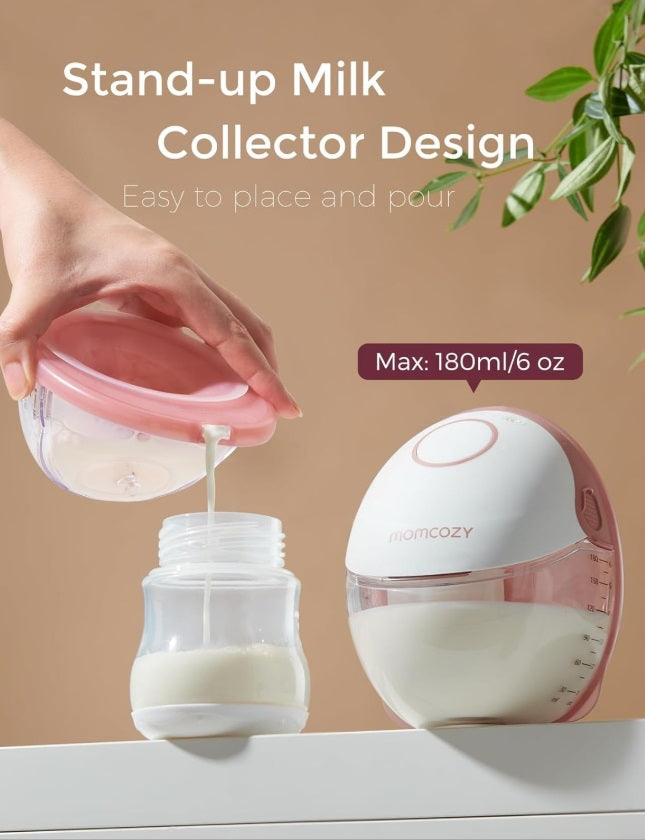 Momcozy BP354-NR71BA-B M6 Hands-Free Breast Pump – Double, 295mmHg, 3 Modes, 9 Levels, Red