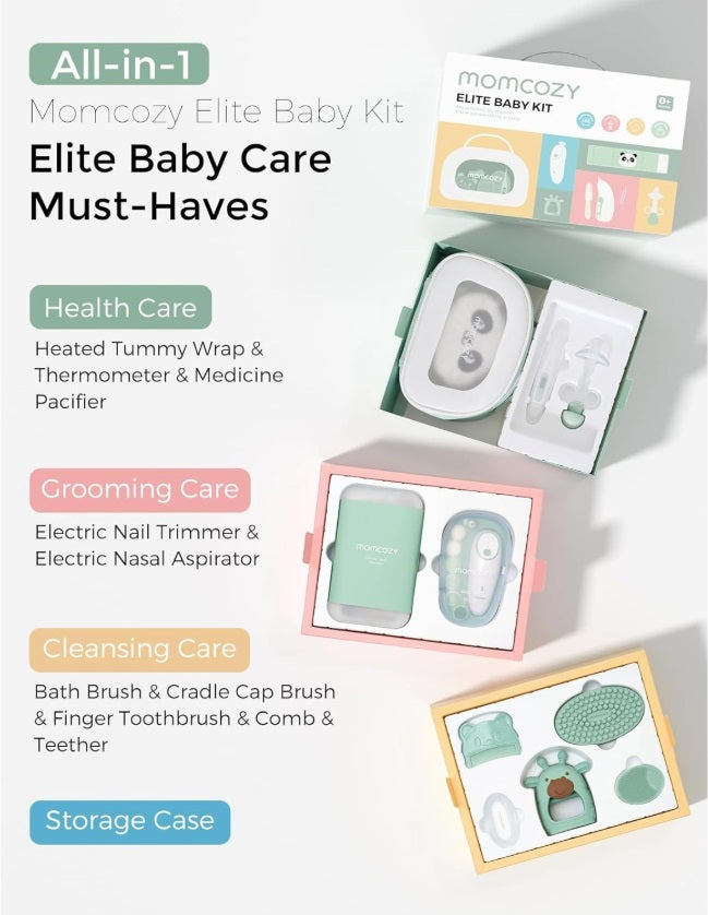 Momcozy CK019-GE00BA-A Elite Baby Kit – 11-Piece Care, Health & Cleanliness Set, Green