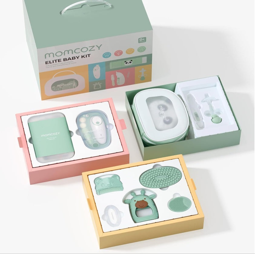 Momcozy CK019-GE00BA-A Elite Baby Kit – 11-Piece Care, Health & Cleanliness Set, Green