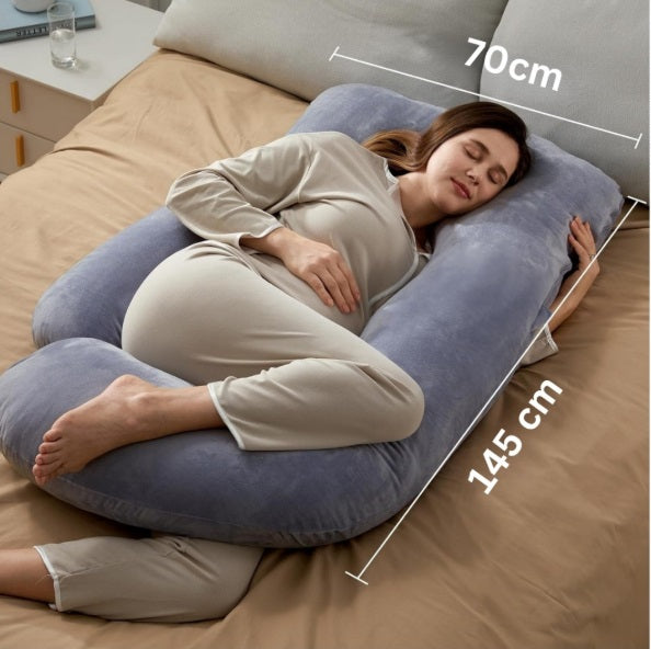 Momcozy PP101-GR00NB-D U-Shaped Pregnancy Pillow – 145cm, Removable Cover, Gray
