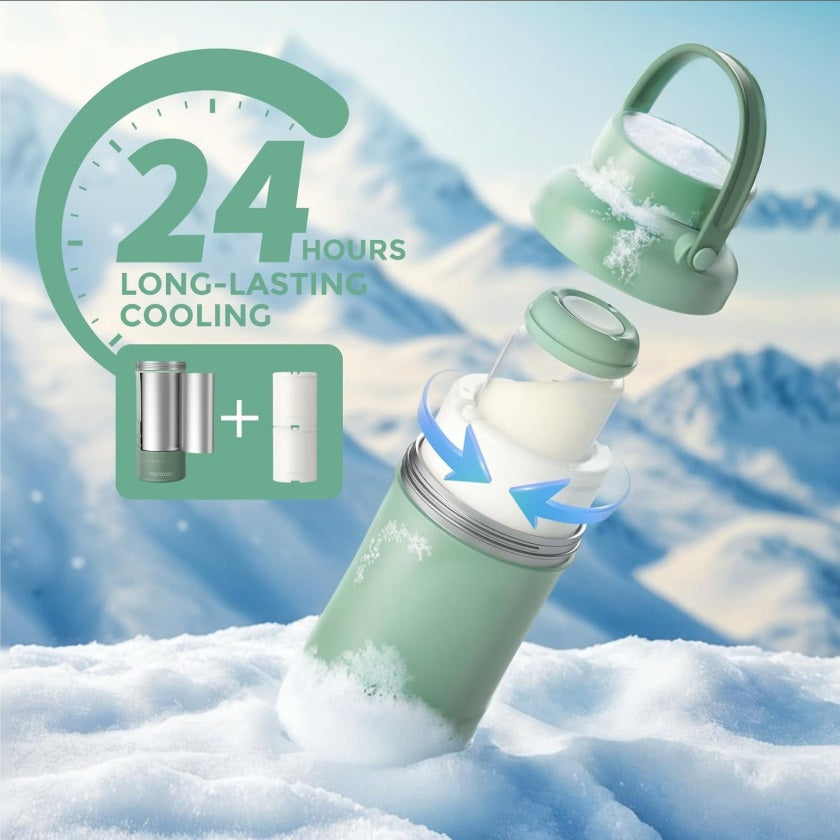 Momcozy CM001-GE00NB-A Portable Breast Milk Cooler – 650ml, 24h, 360° Cooling, Green