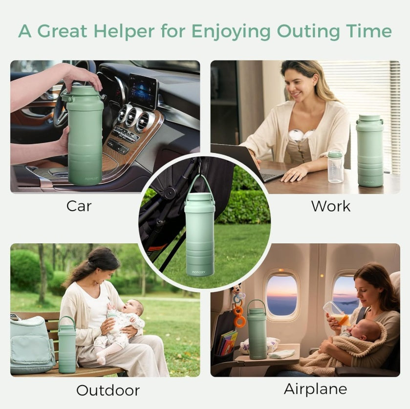 Momcozy CM001-GE00NB-A Portable Breast Milk Cooler – 650ml, 24h, 360° Cooling, Green