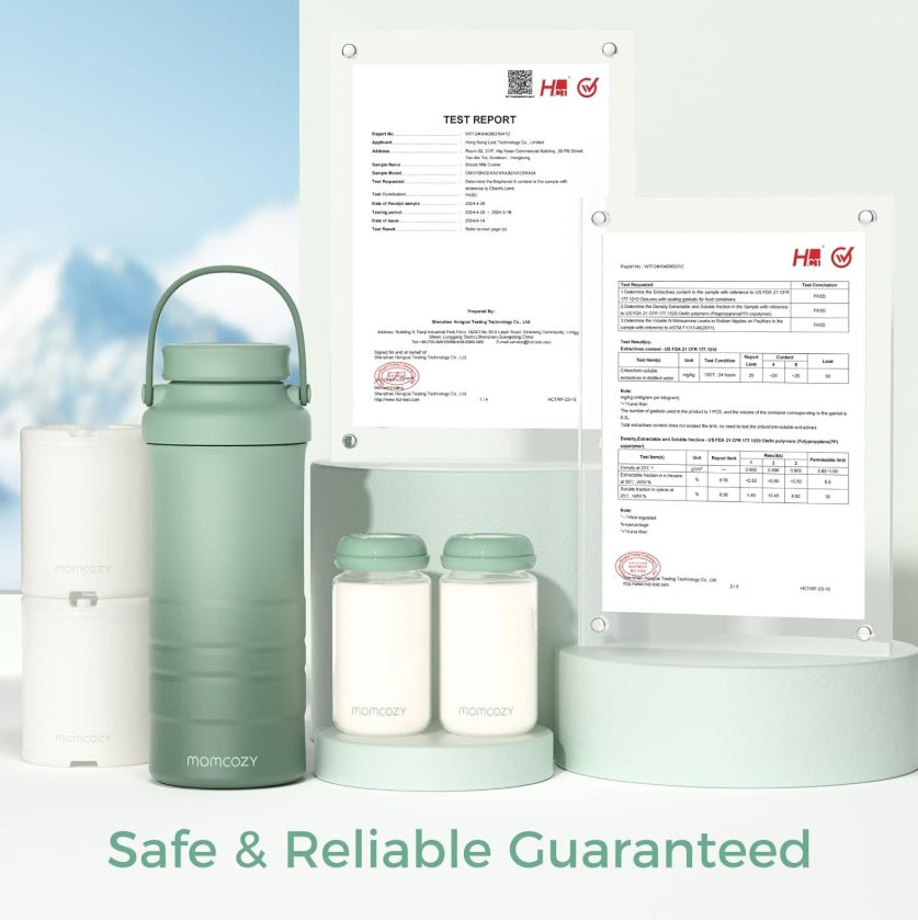 Momcozy CM001-GE00NB-A Portable Breast Milk Cooler – 650ml, 24h, 360° Cooling, Green