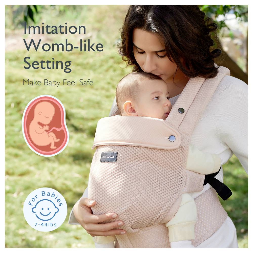 Momcozy BC001-PK12NB-A PureHug – Ergonomic Baby Carrier 3–20kg, Air Mesh, Pink