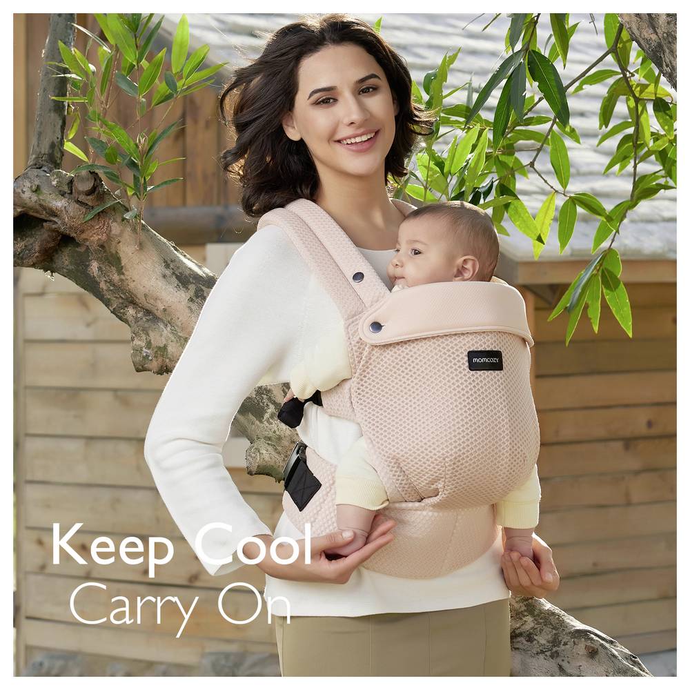 Momcozy BC001-PK12NB-A PureHug – Ergonomic Baby Carrier 3–20kg, Air Mesh, Pink