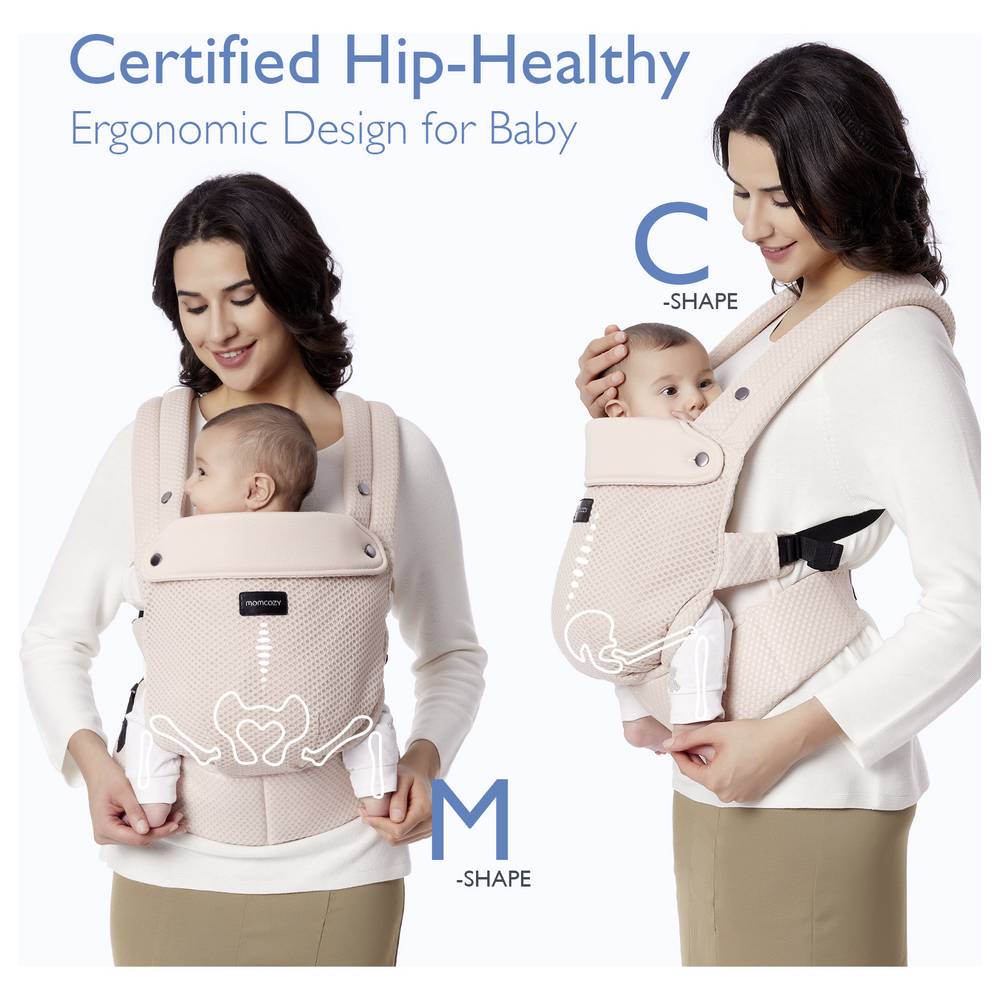 Momcozy BC001-PK12NB-A PureHug – Ergonomic Baby Carrier 3–20kg, Air Mesh, Pink