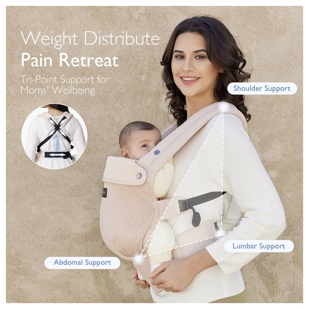 Momcozy BC001-PK12NB-A PureHug – Ergonomic Baby Carrier 3–20kg, Air Mesh, Pink