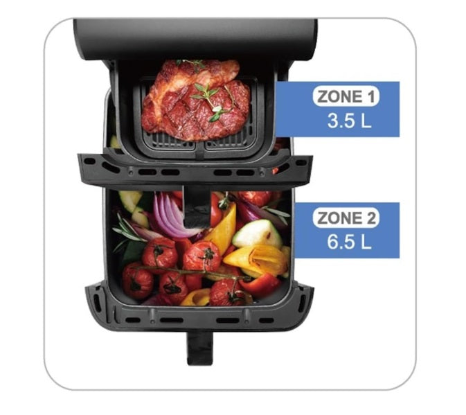 Emerio AF-133542 Dual Chamber Air Fryer – 10L (3.5+6.5L), 2500W & Sync Finish