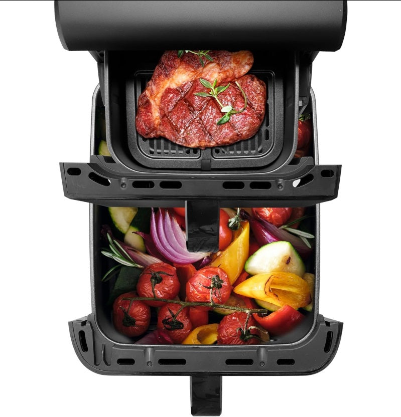 Emerio AF-133542 Dual Chamber Air Fryer – 10L (3.5+6.5L), 2500W & Sync Finish