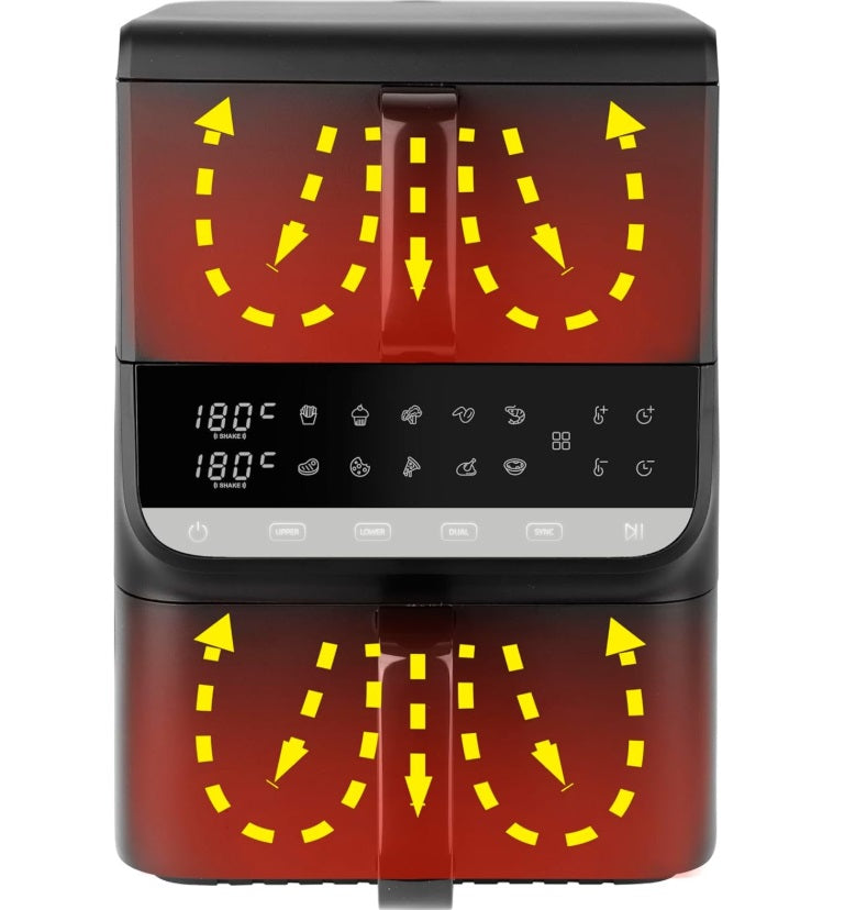 Emerio AF-133542 Dual Chamber Air Fryer – 10L (3.5+6.5L), 2500W & Sync Finish