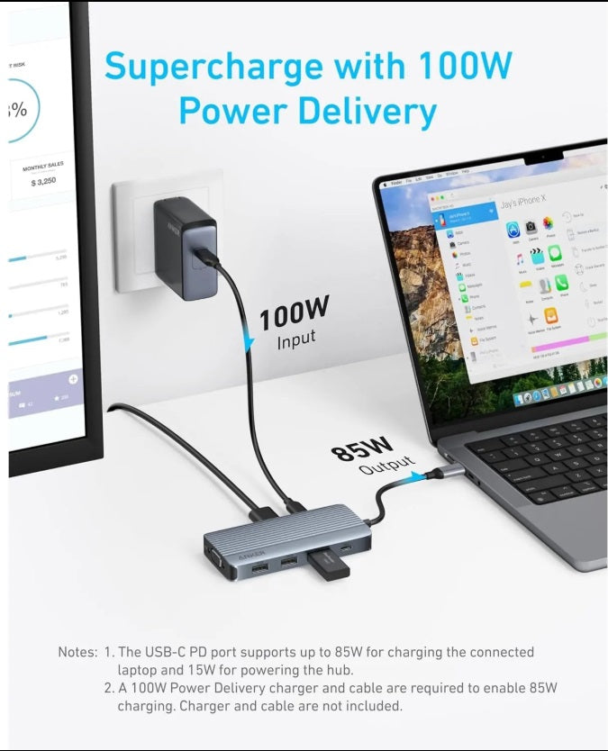 Anker A83790A2 8-in-1 USB-C Hub – Triple Display, 2×4K HDMI, VGA, PD 85W