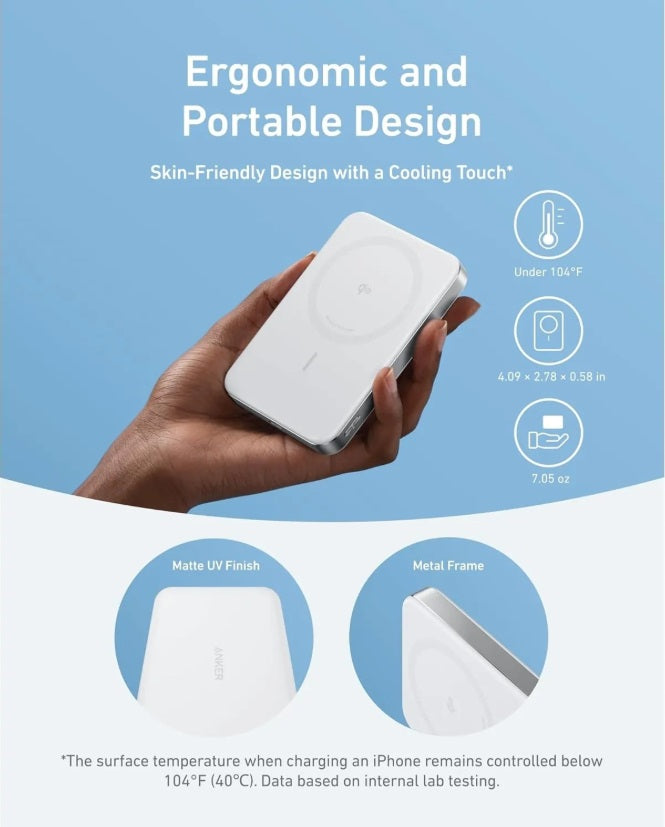 Anker A1664H21 MagGo 10K Ultra-Slim – Qi2 15W Magnetic Power Bank 10000mAh, White