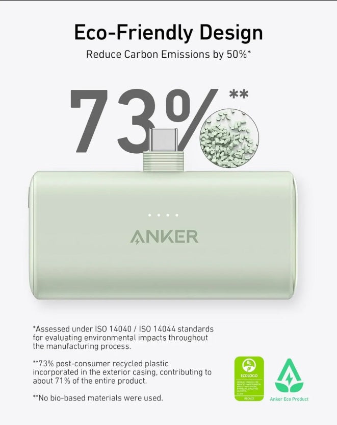 Anker Nano 5000 Power Bank – 5000mAh, PD 22.5W USB-C, Compact