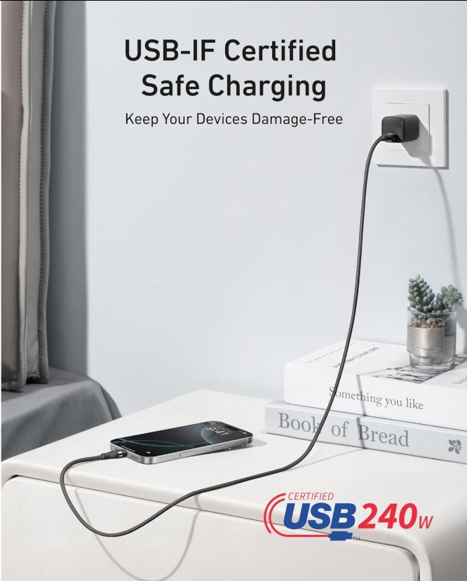 Anker Nano USB-C to USB-C Cable – 0.9m, 240W, Nylon Weave