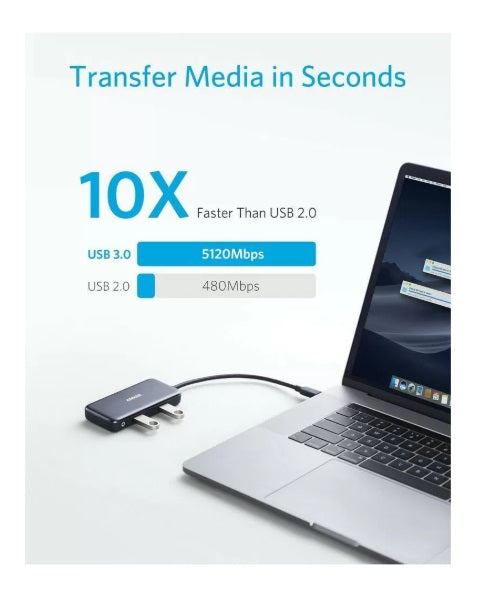 Anker A8334HA1 PowerExpand 5-in-1 USB-C Hub – HDMI 4K, SD, MicroSD, 2x USB 3.0