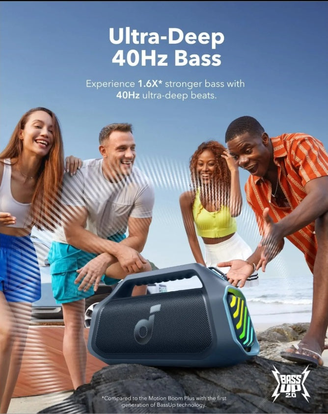 Anker A3134031 Soundcore Boom 2 Plus – 140W BT Speaker, IPX7, Explorer Blue