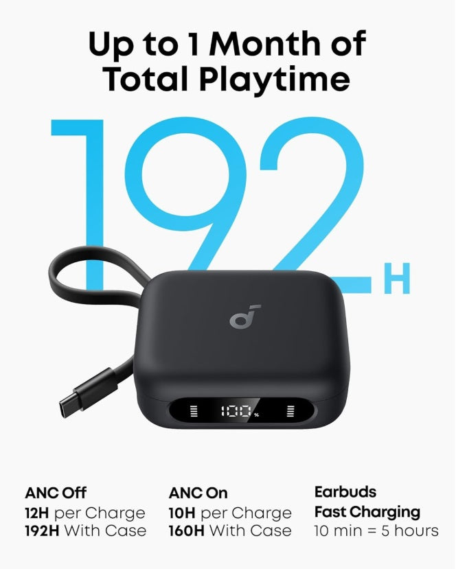 Anker A3937G11 Soundcore P41i – BT5.3 TWS ANC In-Ear, 192h Total Battery, 3000mAh Case, Black
