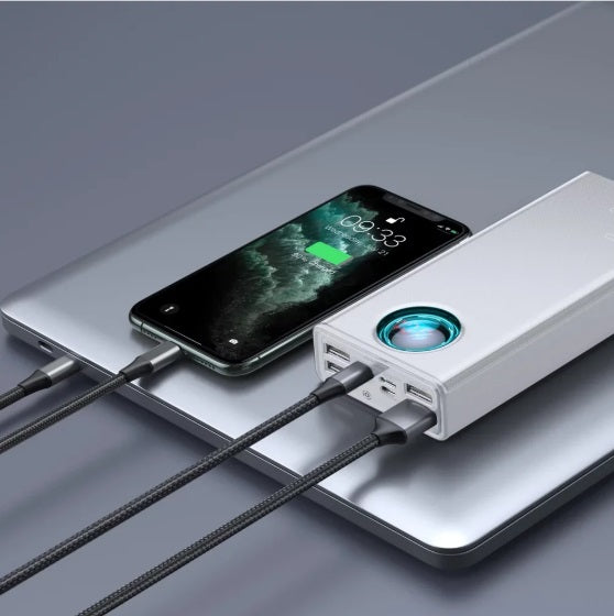Baseus PPLG000102 Amblight Power Bank – 30,000mAh, 65W USB-C PD & 4×USB-A QC3.0, White