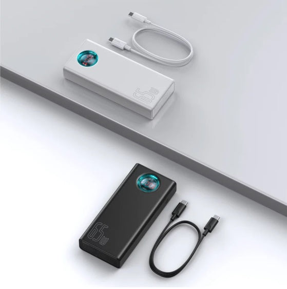 Baseus PPLG000102 Amblight Power Bank – 30,000mAh, 65W USB-C PD & 4×USB-A QC3.0, White