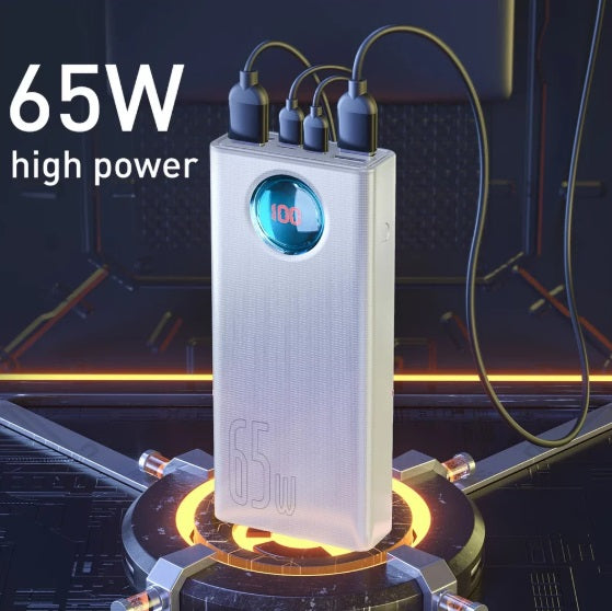 Baseus PPLG000102 Amblight Power Bank – 30,000mAh, 65W USB-C PD & 4×USB-A QC3.0, White
