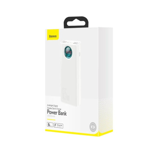 Baseus PPLG000102 Amblight Power Bank – 30,000mAh, 65W USB-C PD & 4×USB-A QC3.0, White