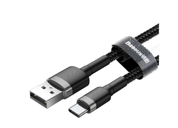 Baseus CATKLF-AG1 Cafule USB-A to USB-C Cable – 0.5m, 3A, 480Mbps, Nylon, Black